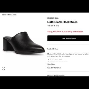 MADDEN GIRL Block Heel Black Mules sz 8.5